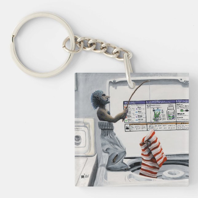 Sock Criminal Fishing Crime Fantasy Art Keychain (Front)