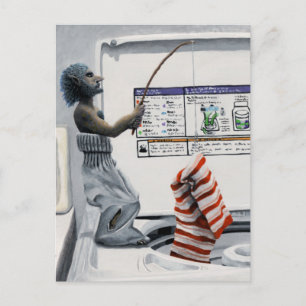 Sock Criminal Fishing Crime Fantasy Art Postcards