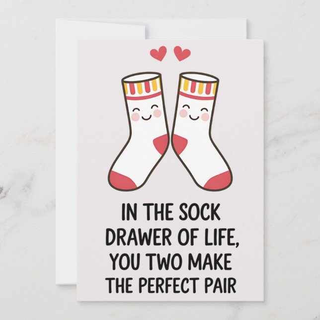 Sock Drawer You Two Make The Perfect Pair Wedding Invitation (Front)