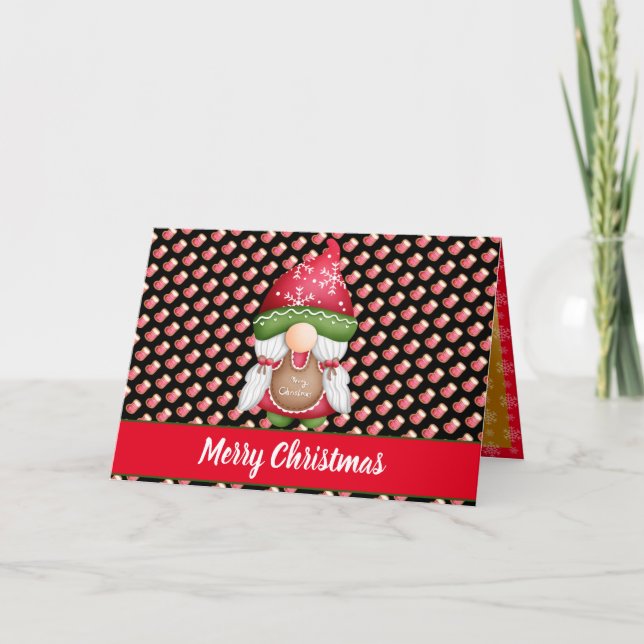 Sock Gnome Customize Colour and Text Holiday Card (Front)