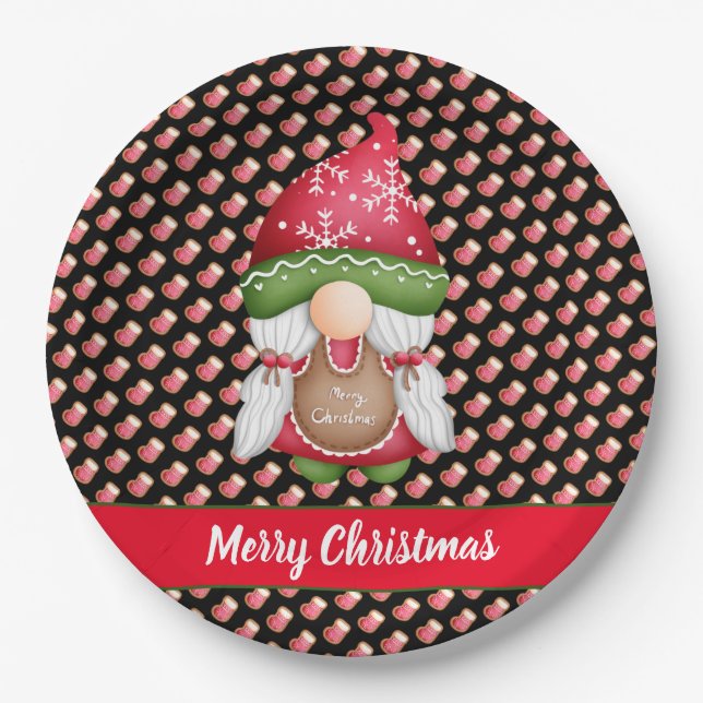 Sock Gnome Customize Colour and Text Paper Plate (Front)