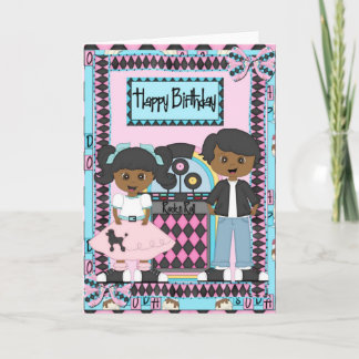 Sock Hop Birthday Card African American