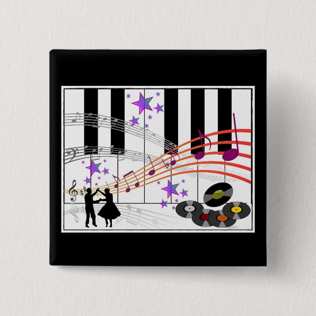 Sock Hop Nostalgia 2 Inch Square Button (Front)
