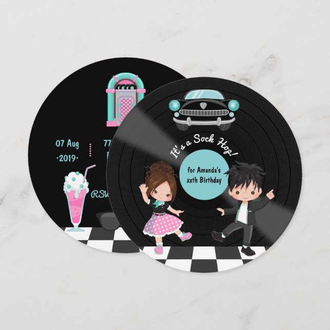 Sock Hop Party Invitation (Front/Back)