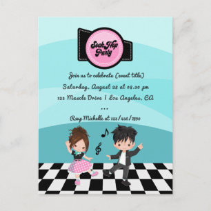 Sock Hop Party Postcard