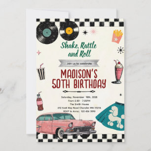 Sock Hop Retro 50s party invitation