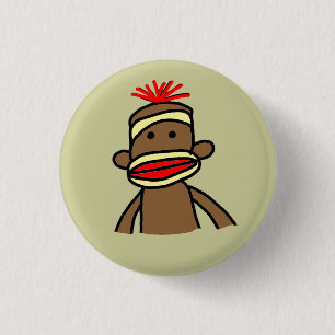 Sock Monkey 1 Inch Round Button