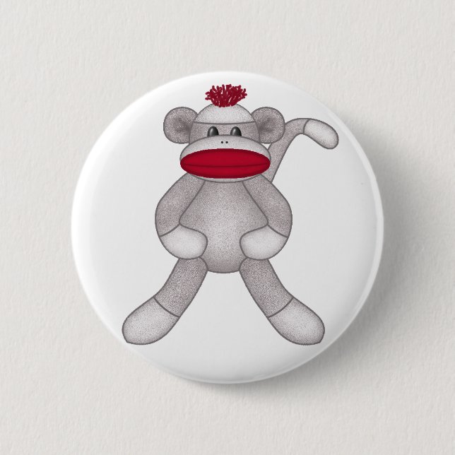 Sock Monkey 2 Inch Round Button (Front)