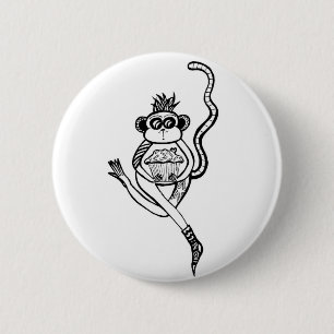 sock monkey 2 inch round button