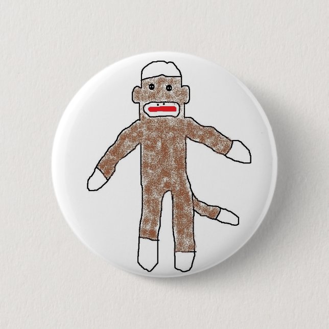 Sock monkey! 2 inch round button (Front)