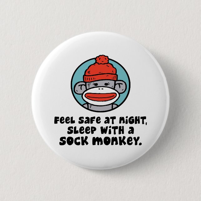 Sock Monkey 2 Inch Round Button (Front)