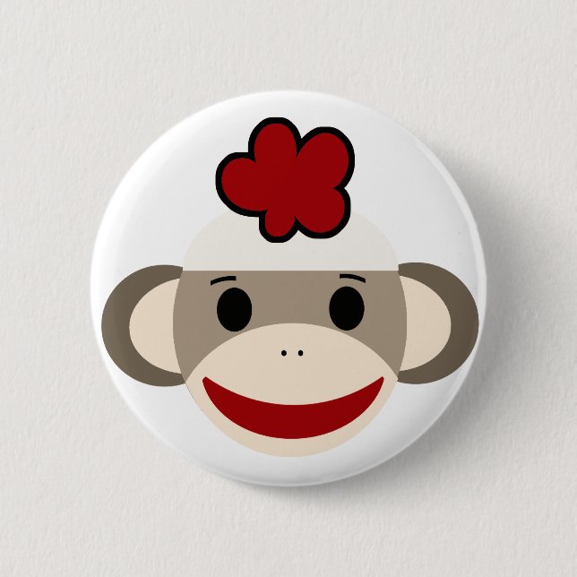sock monkey 2 inch round button (Front)