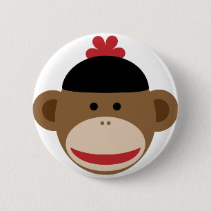 sock monkey 2 inch round button