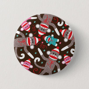 Sock Monkey 2 Inch Round Button