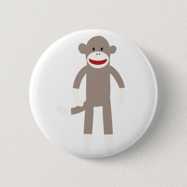 Sock Monkey 2 Inch Round Button (Front)