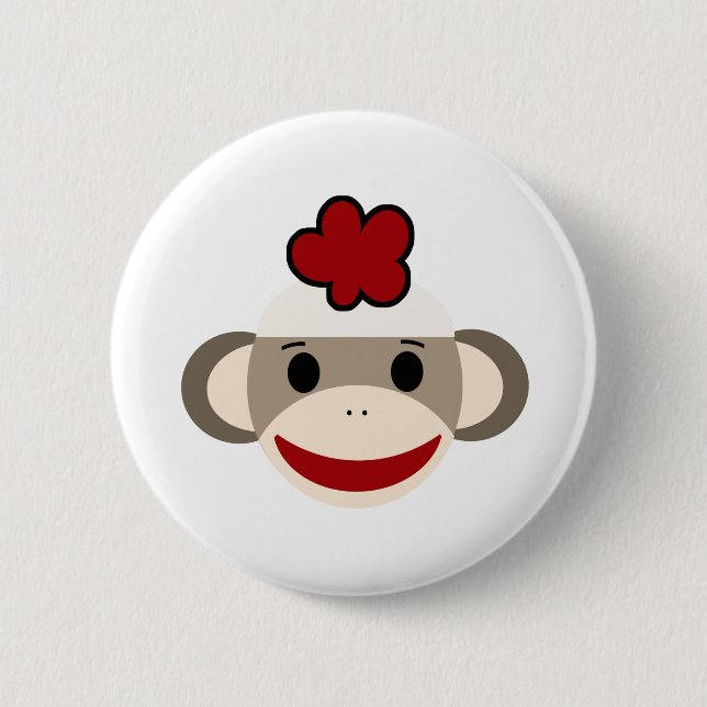 sock monkey 2 inch round button (Front)