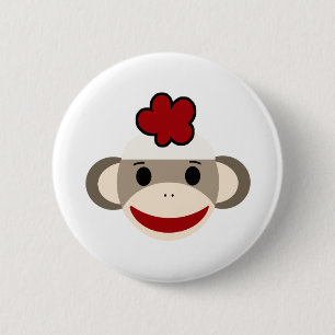 sock monkey 2 inch round button