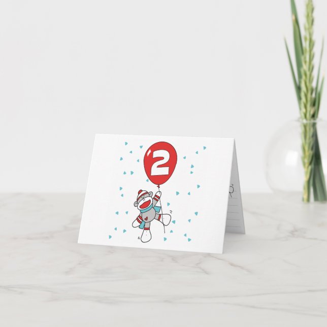 Sock Monkey 2nd Birthday Fill-in Invitations (Front)