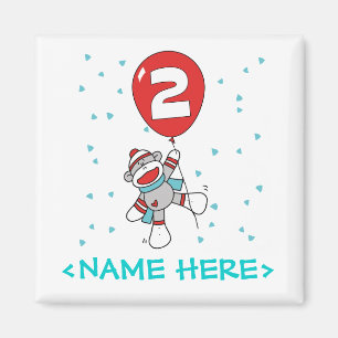 Sock Monkey 2nd Birthday Magnet