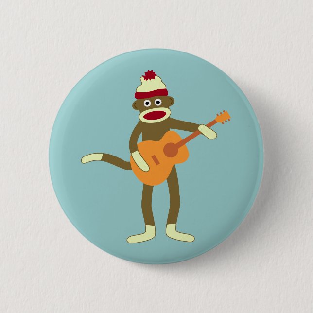 Sock Monkey Acoustic Guitar Button (Front)
