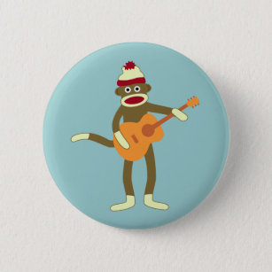 Sock Monkey Acoustic Guitar Button