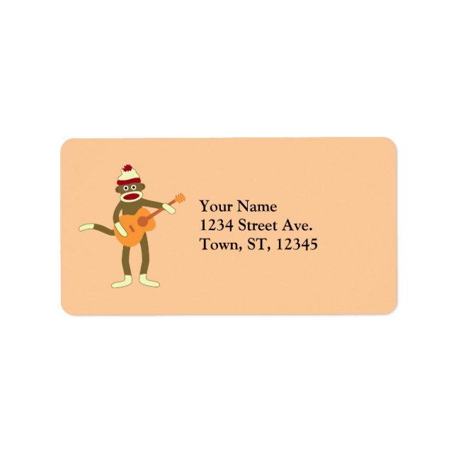 Sock Monkey Acoustic Guitar Label (Front)
