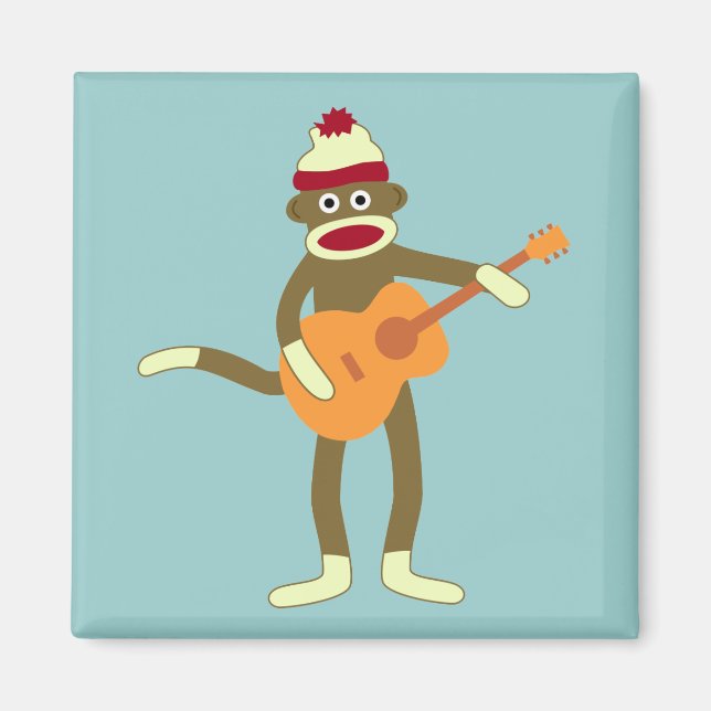 Sock Monkey Acoustic Guitar Magnet (Front)