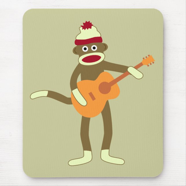 Sock Monkey Acoustic Guitar Mouse Pad (Front)