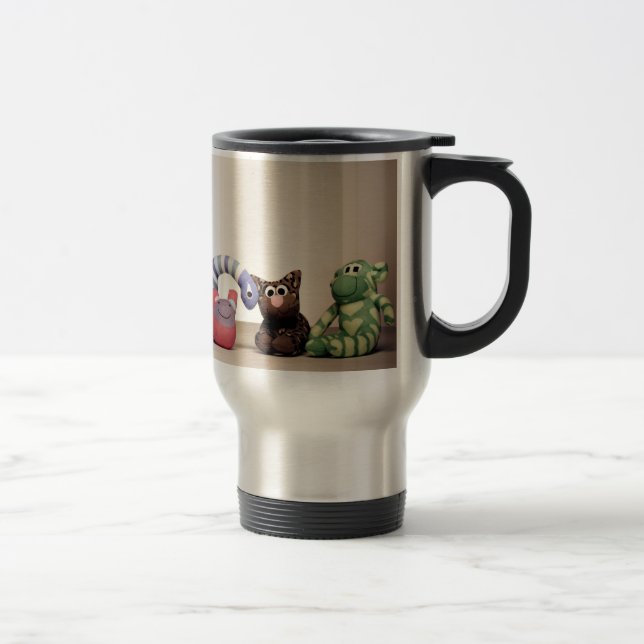 Sock Monkey and Friends Insulated Travel Mug (Right)