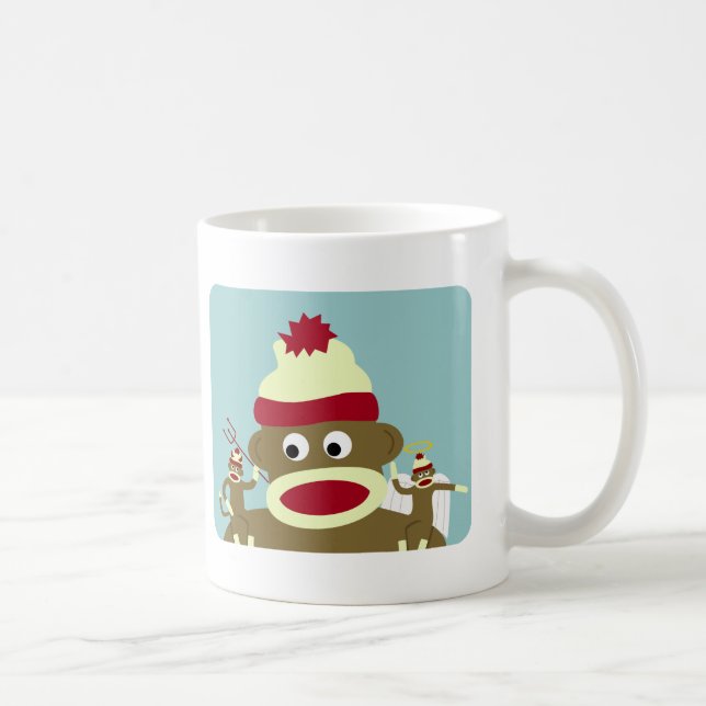 Sock Monkey Angel & Devil Coffee Mug (Right)