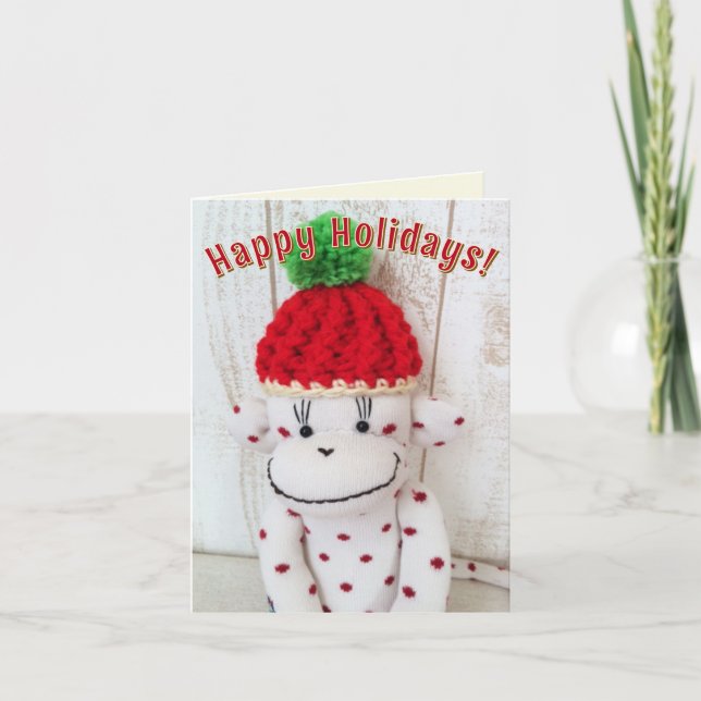 Sock Monkey - Apple Christmas Cards (Front)