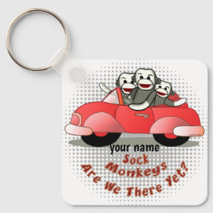 Sock Monkey Are We There Yet  Keychain