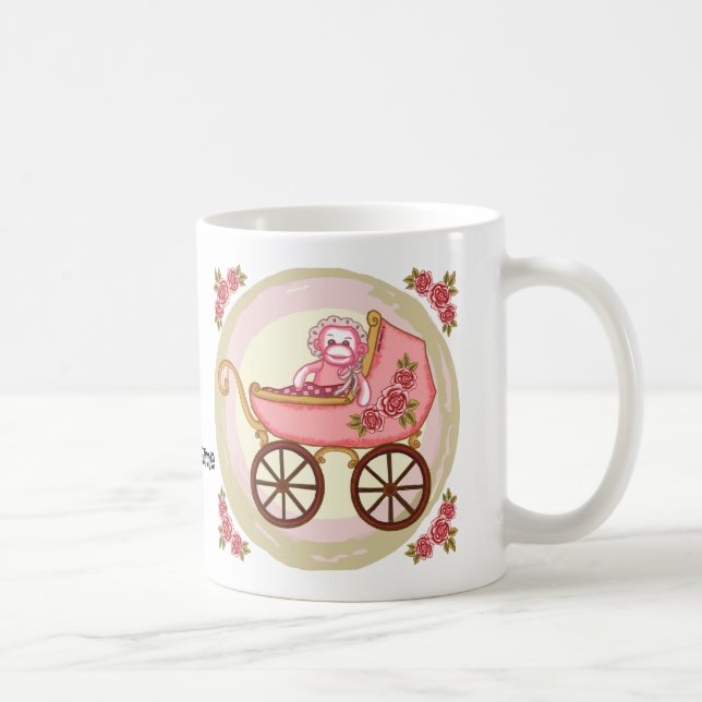 Sock Monkey Baby Girl Buggy   Coffee Mug (Right)