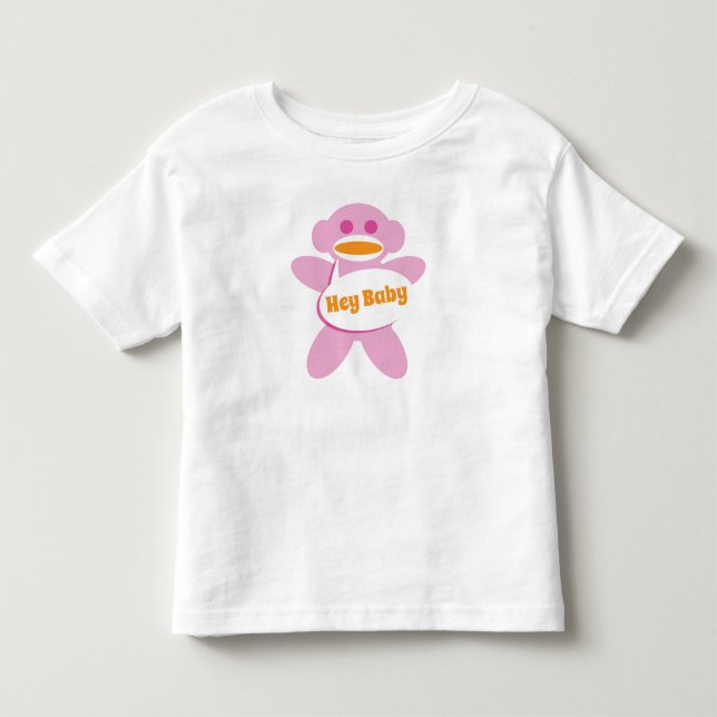 Sock Monkey Baby Shirt Pink Personalize (Front)