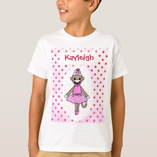 Sock Monkey Ballerina (personalize it) T-Shirt (Front)