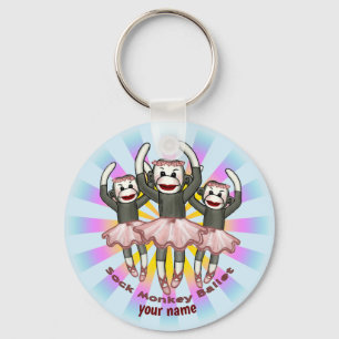 Sock Monkey Ballet  Keychain