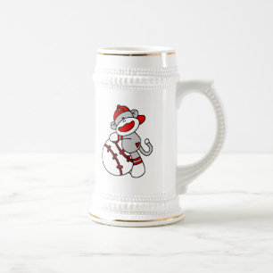 Sock Monkey Baseball T-shirts and Gifts Beer Stein