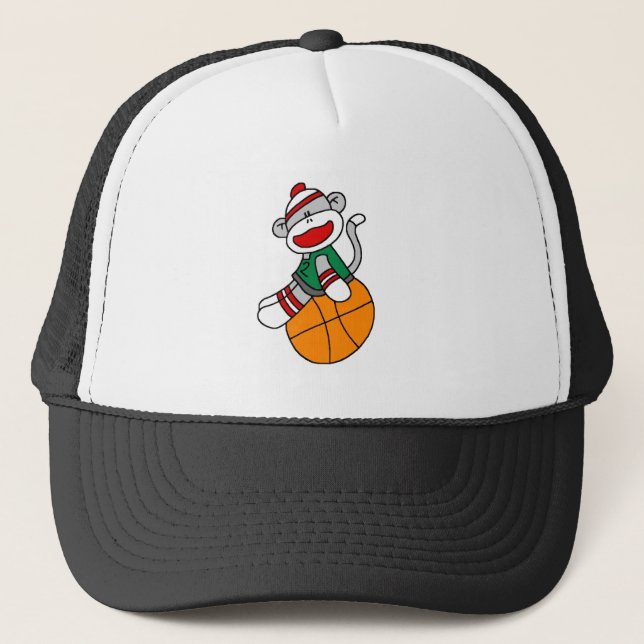 SOCK MONKEY BASKETBALL TRUCKER HAT (Front)