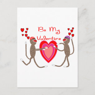 Sock Monkey "Be My Valentine" Cute Gifts Holiday Postcard