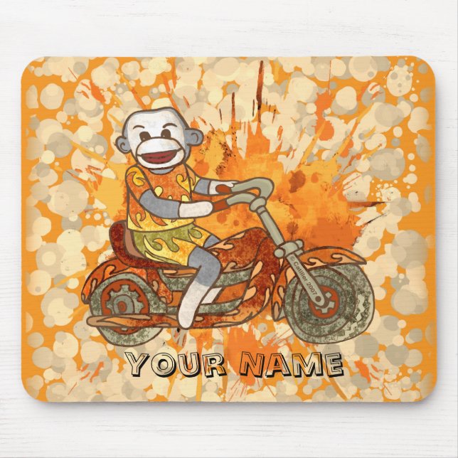 Sock Monkey Biker Mouse Pad (Front)