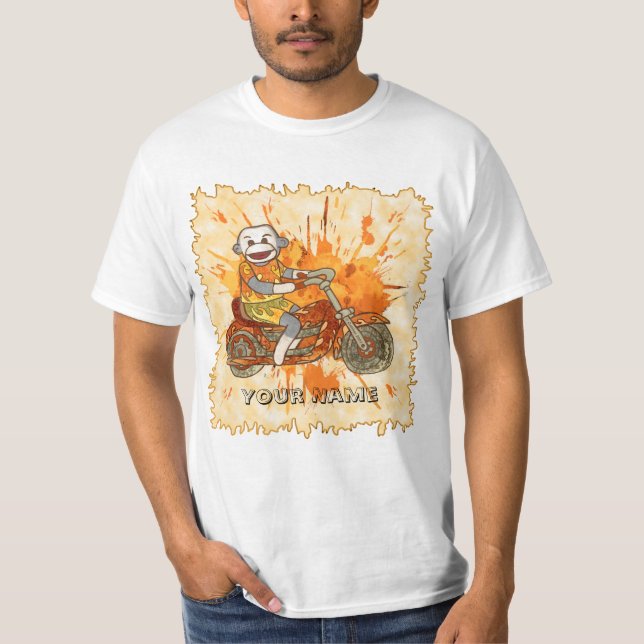 Sock Monkey Biker T-Shirt (Front)