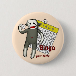 Sock Monkey Bingo  2 Inch Round Button
