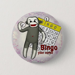 Sock Monkey Bingo  2 Inch Round Button