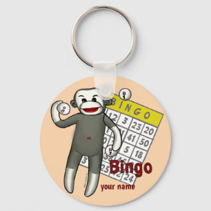 Sock Monkey Bingo  Keychain