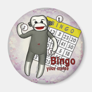 Sock Monkey Bingo  Magnet