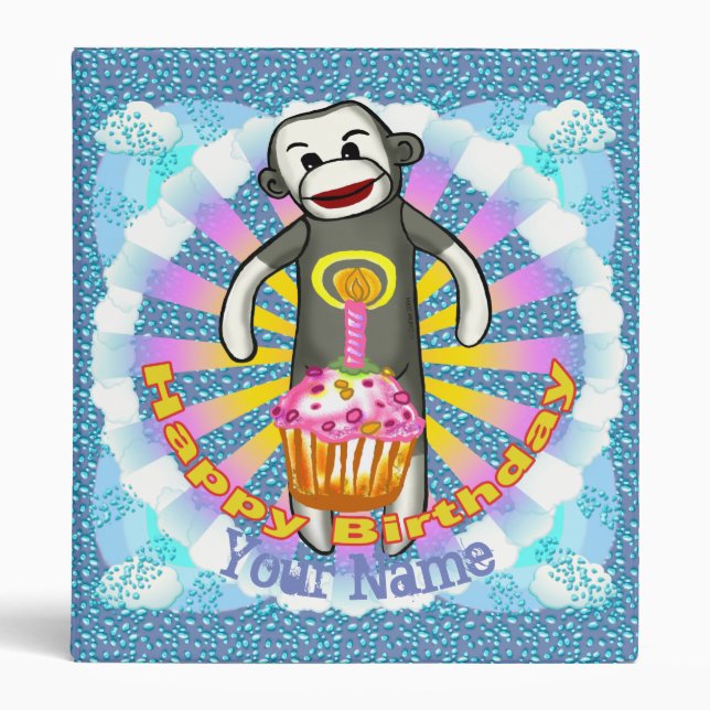 Sock Monkey Birthday Binder (Front)