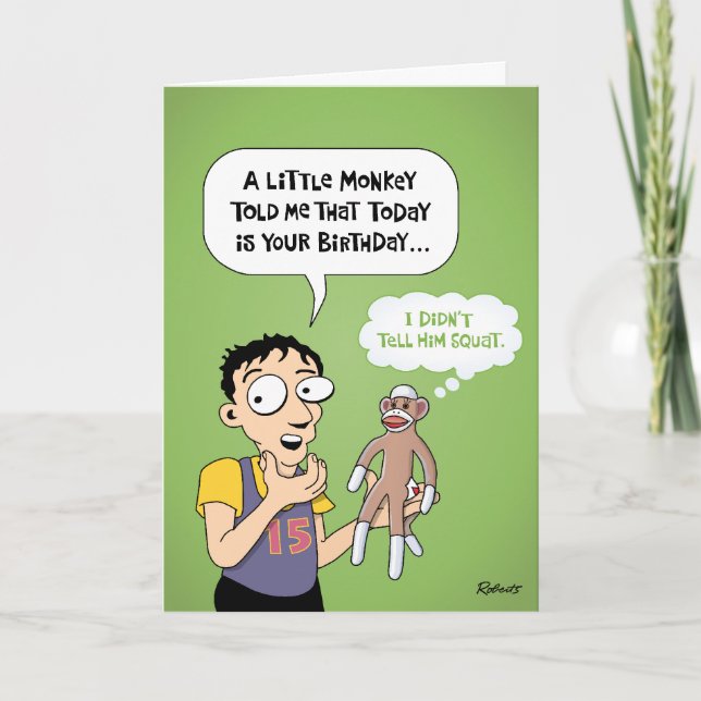 Sock Monkey Birthday Greeting Card (Front)