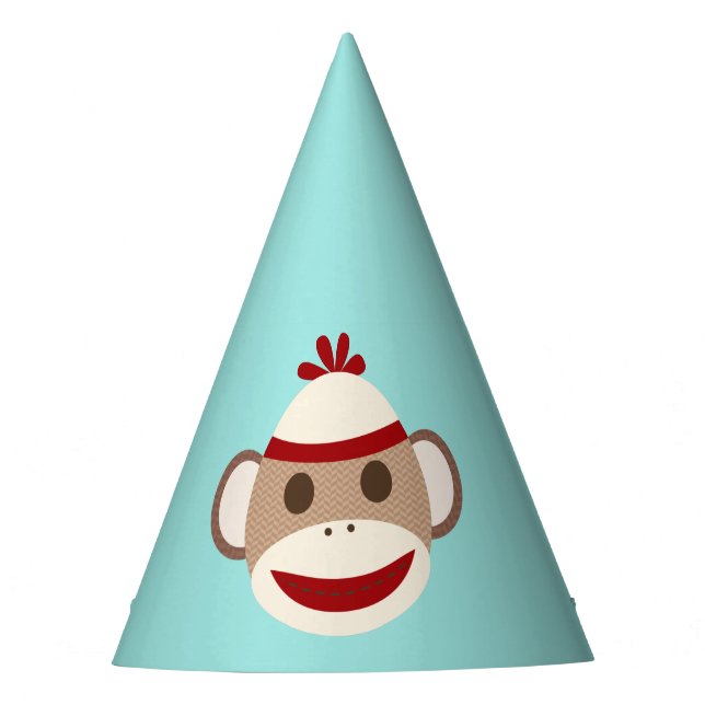 Sock Monkey Birthday Party Hat (Front)