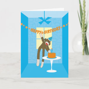 Sock Monkey Birthday Party Invitation