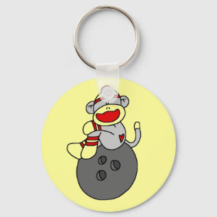 Sock Monkey Bowling T-shirts and Gifts Keychain